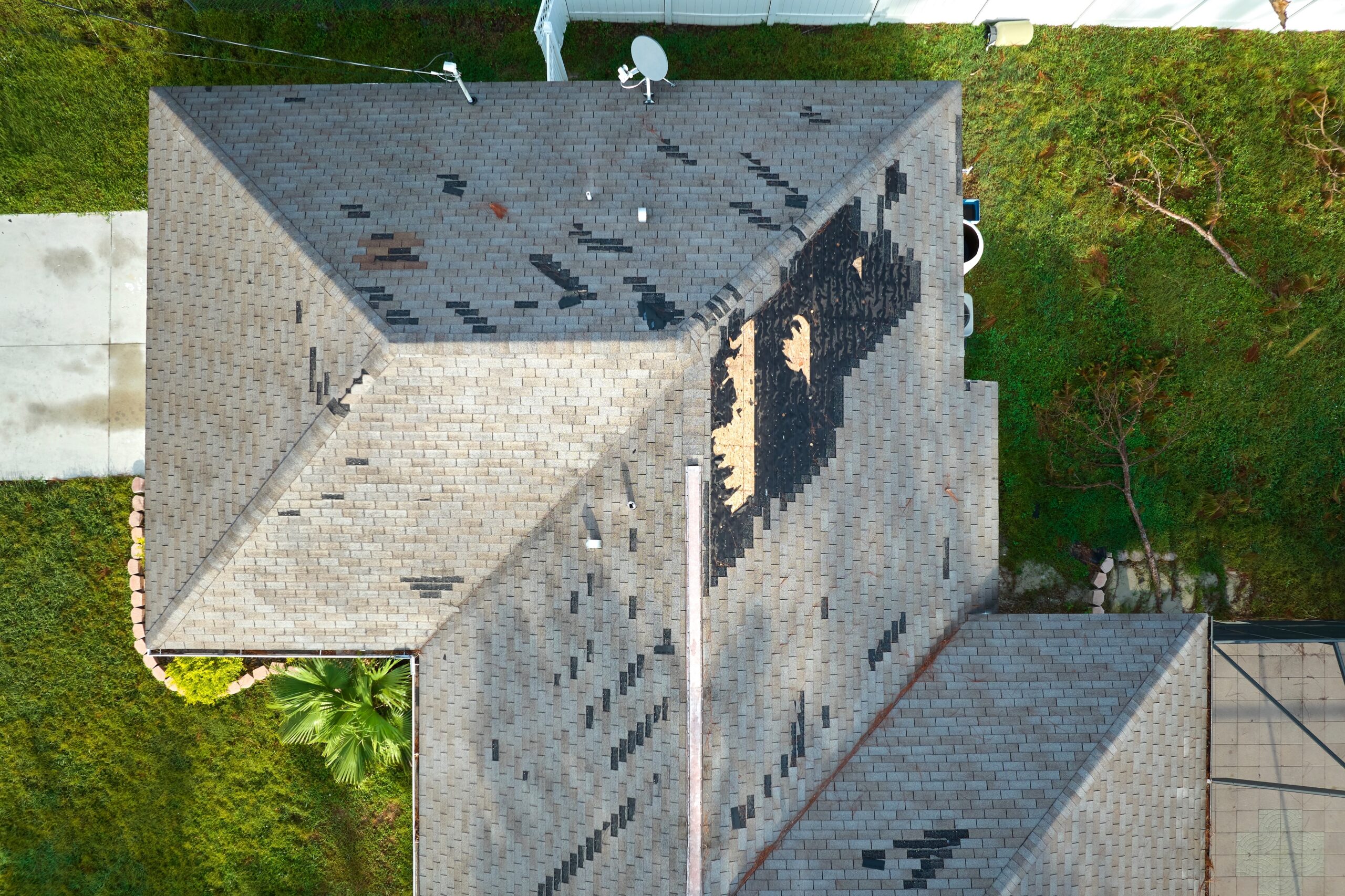 hurricane damaged shingle roof Florida
