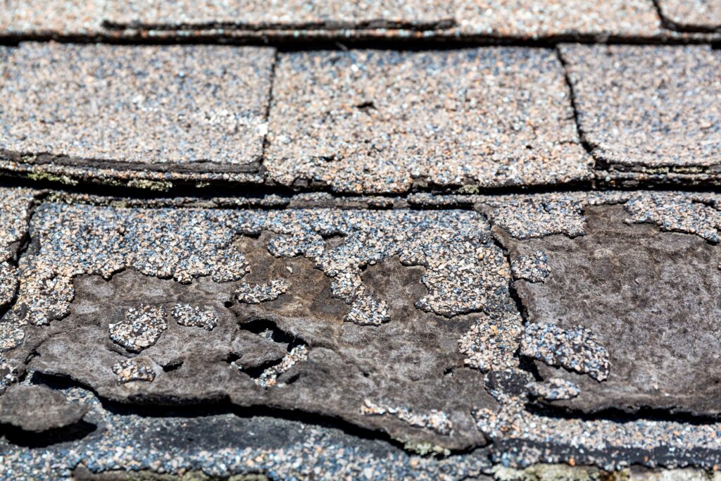 UV damage asphalt shingles